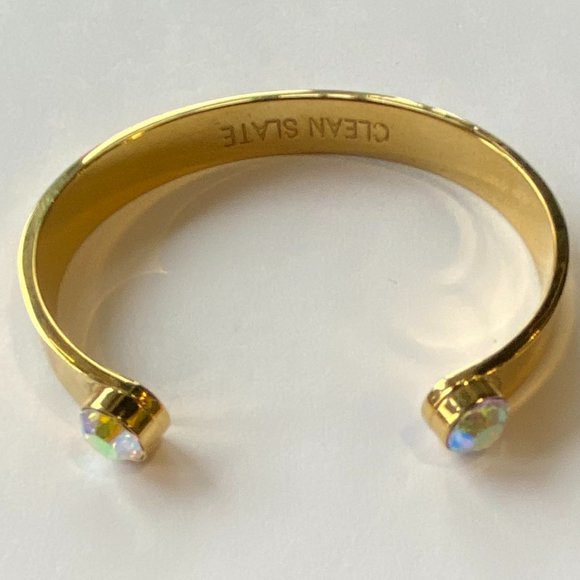 Kate Spade Forever Gems Clean Slate Gold Cuff Crystal Bracelet - Picture 4 of 7